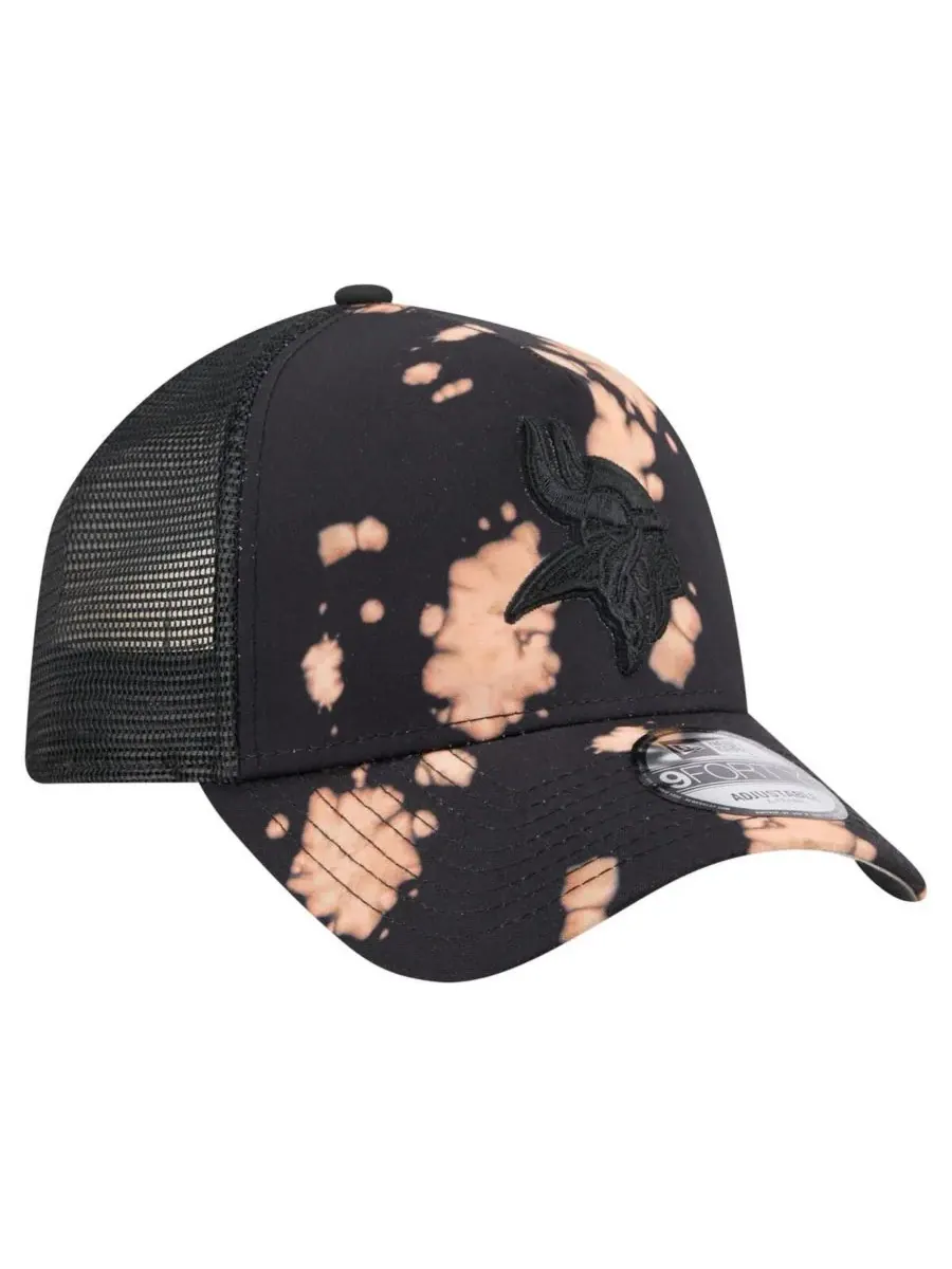 New Era Мужская черная бейсболка Minnesota Vikings Bleached A-Frame 9FORTY Trucker с регулируемым — изображение 3 из 4