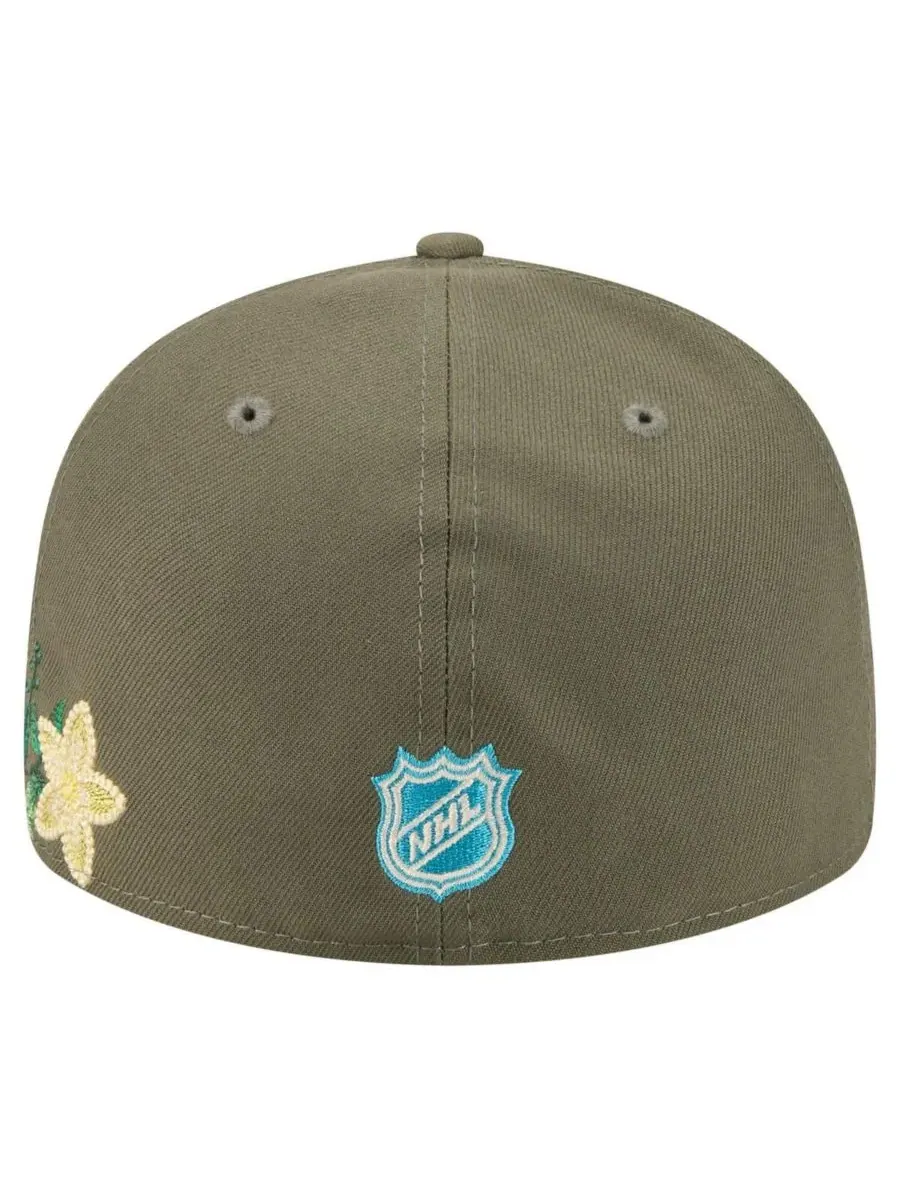 New Era Мужская кепка Boston Bruins оливкового цвета с цветочным принтом, модель 59FIFTY — изображение 3 из 4, оливковый