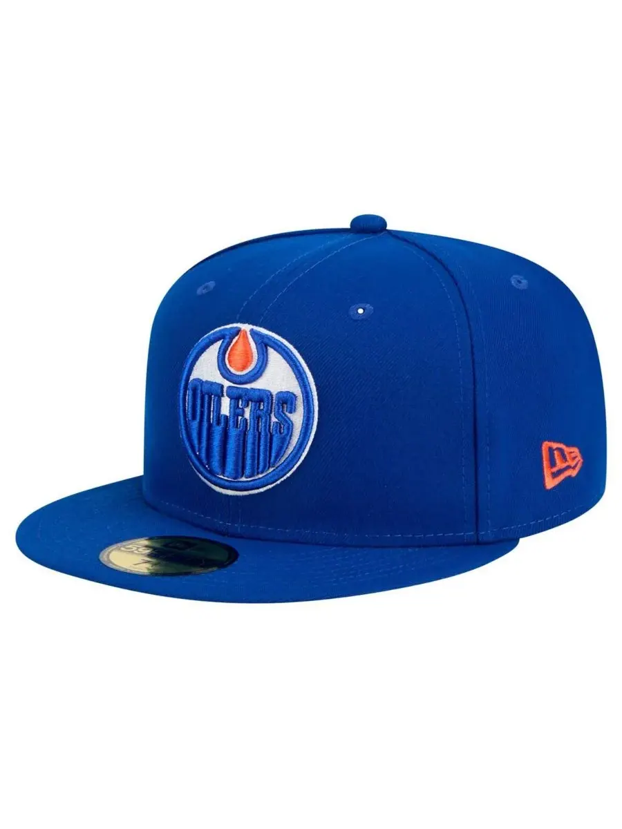 Мужская бейсболка Royal Edmonton Oilers Core 59FIFTY Fitted Hat New Era — изображение 1 из 5, королевский