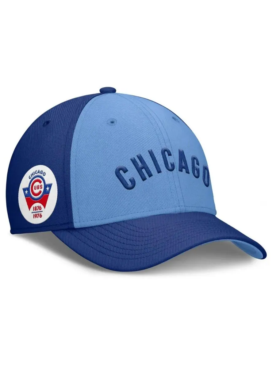 Nike Мужская бейсболка Chicago Cubs Rise Swoosh Performance Flex королевского синего/светло-синего — изображение 1 из 4