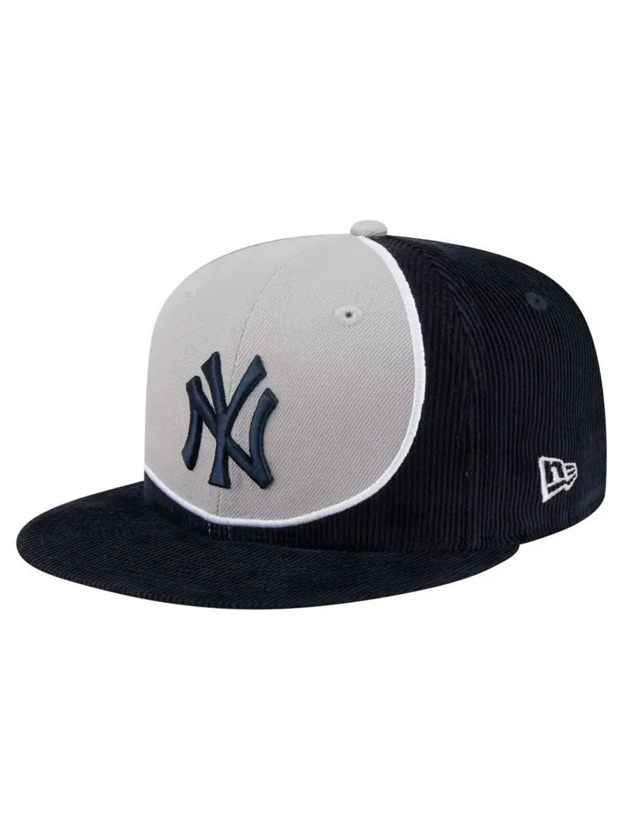 New Era Мужская кепка-бейсболка New York Yankees в стиле ретро из вельвета с разрезом — изображение 1 из 5, темно-синий серый