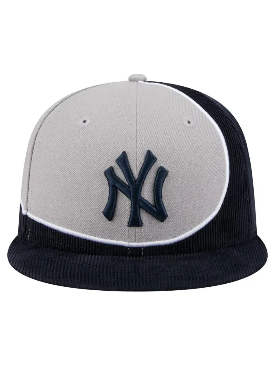 New Era Мужская кепка-бейсболка New York Yankees в стиле ретро из вельвета с разрезом — изображение 2 из 5, темно-синий серый