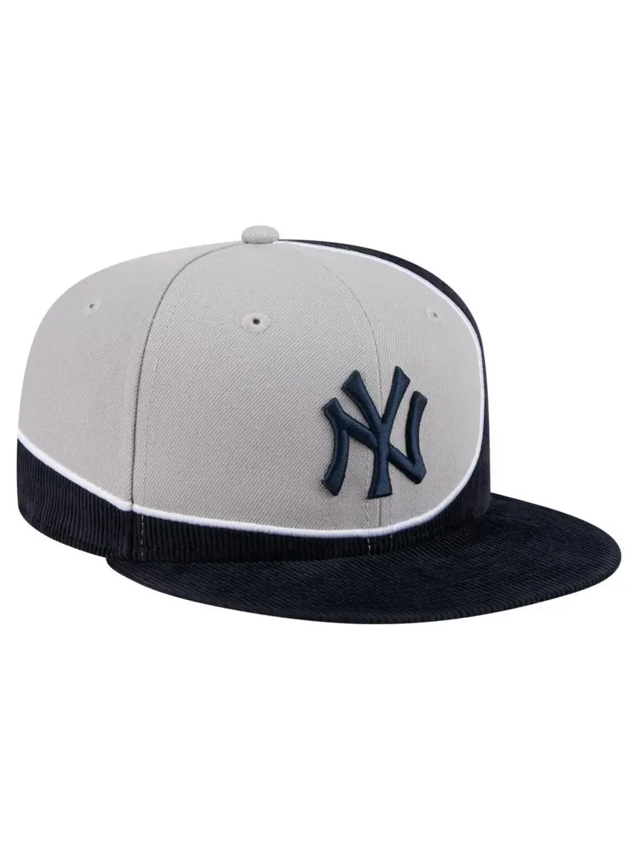 New Era Мужская кепка-бейсболка New York Yankees в стиле ретро из вельвета с разрезом — изображение 3 из 5, темно-синий серый