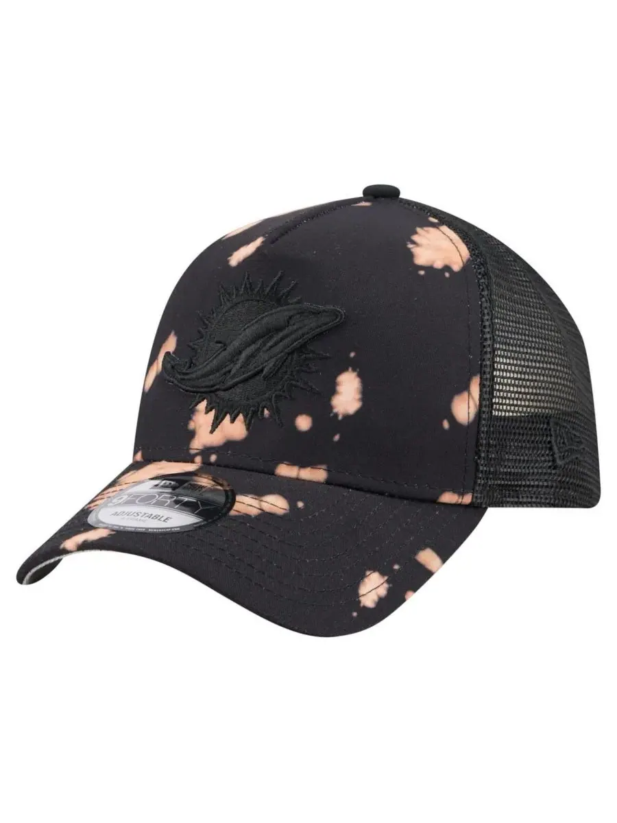 New Era Мужская черная бейсболка Miami Dolphins Bleached 9FORTY A-Frame с регулируемой высотой — изображение 1 из 4, черный