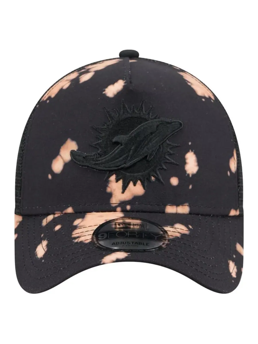 New Era Мужская черная бейсболка Miami Dolphins Bleached 9FORTY A-Frame с регулируемой высотой — изображение 2 из 4, черный
