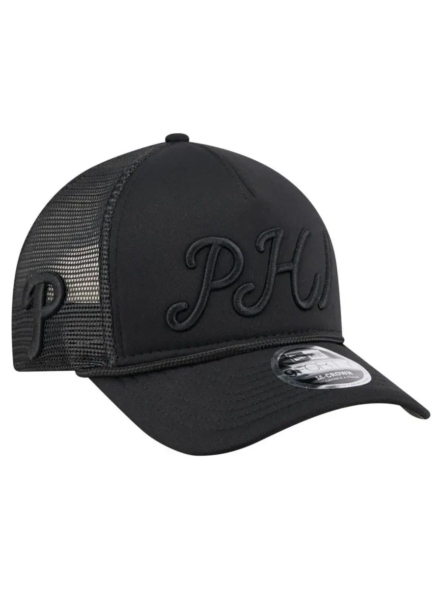 New Era Мужская черная регулируемая бейсболка Philadelphia Phillies City Initial 9FORTY A-Frame — изображение 2 из 4, черный