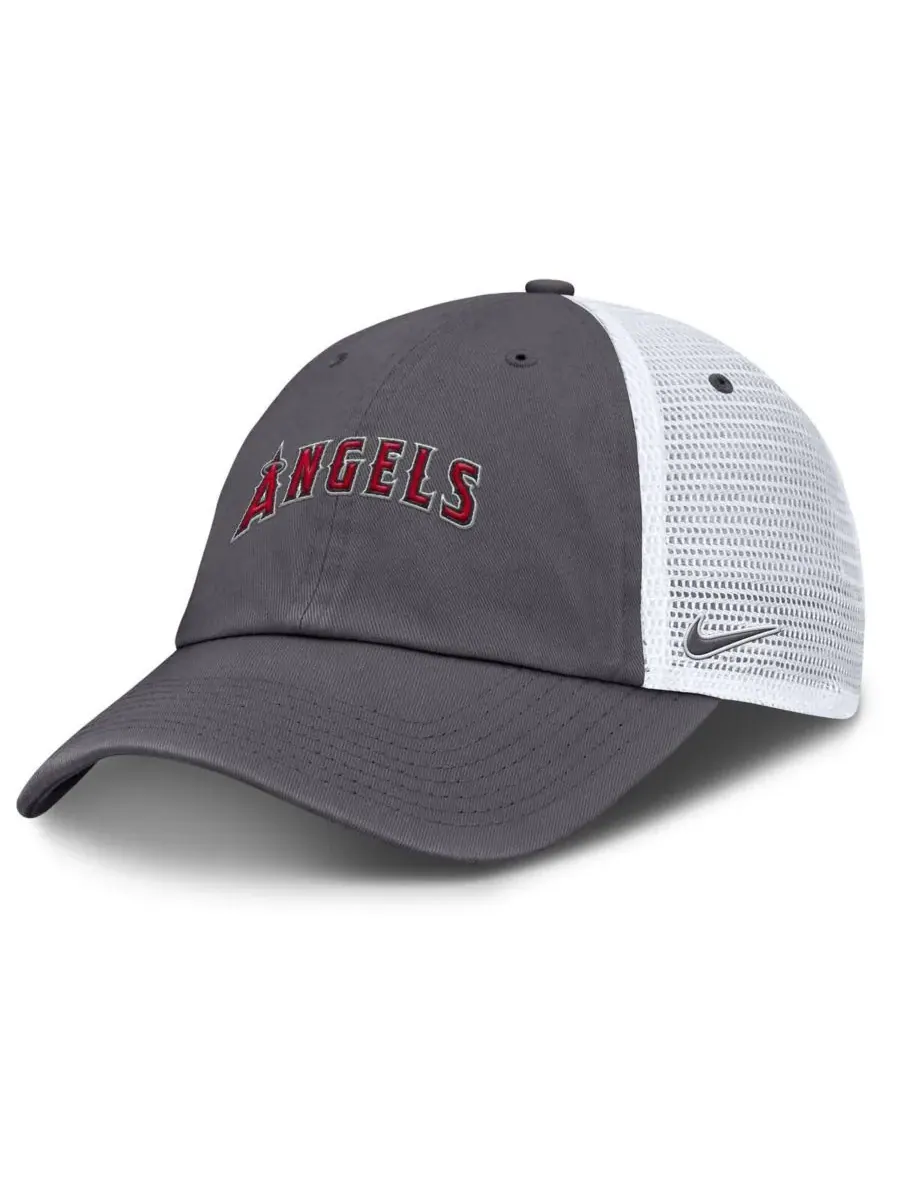 Nike Мужская серая регулируемая кепка-тракер с логотипом Los Angeles Angels — изображение 1 из 4, серый