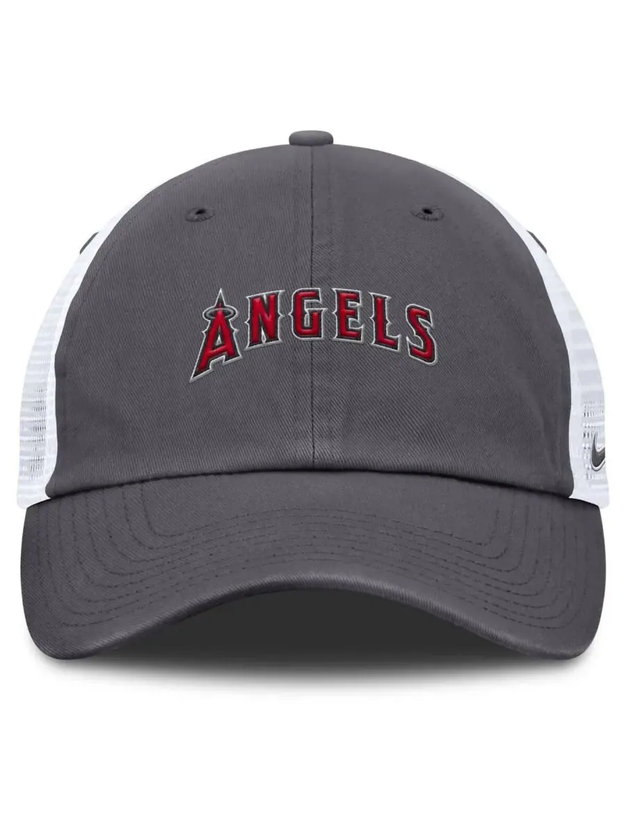 Nike Мужская серая регулируемая кепка-тракер с логотипом Los Angeles Angels — изображение 2 из 4, серый