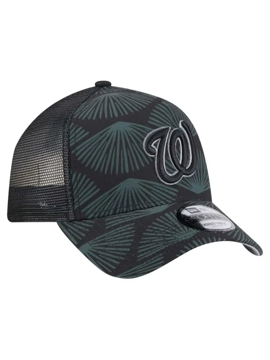 New Era Мужская черная регулируемая кепка-тракер Washington Nationals 9FORTY A-Frame — изображение 3 из 4, черный