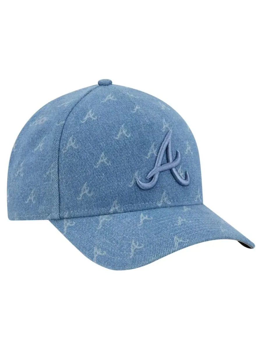 Бейсболка New Era A-Frame 9FORTY с вышивкой Atlanta Braves — изображение 4 из 5, джинсовый синий