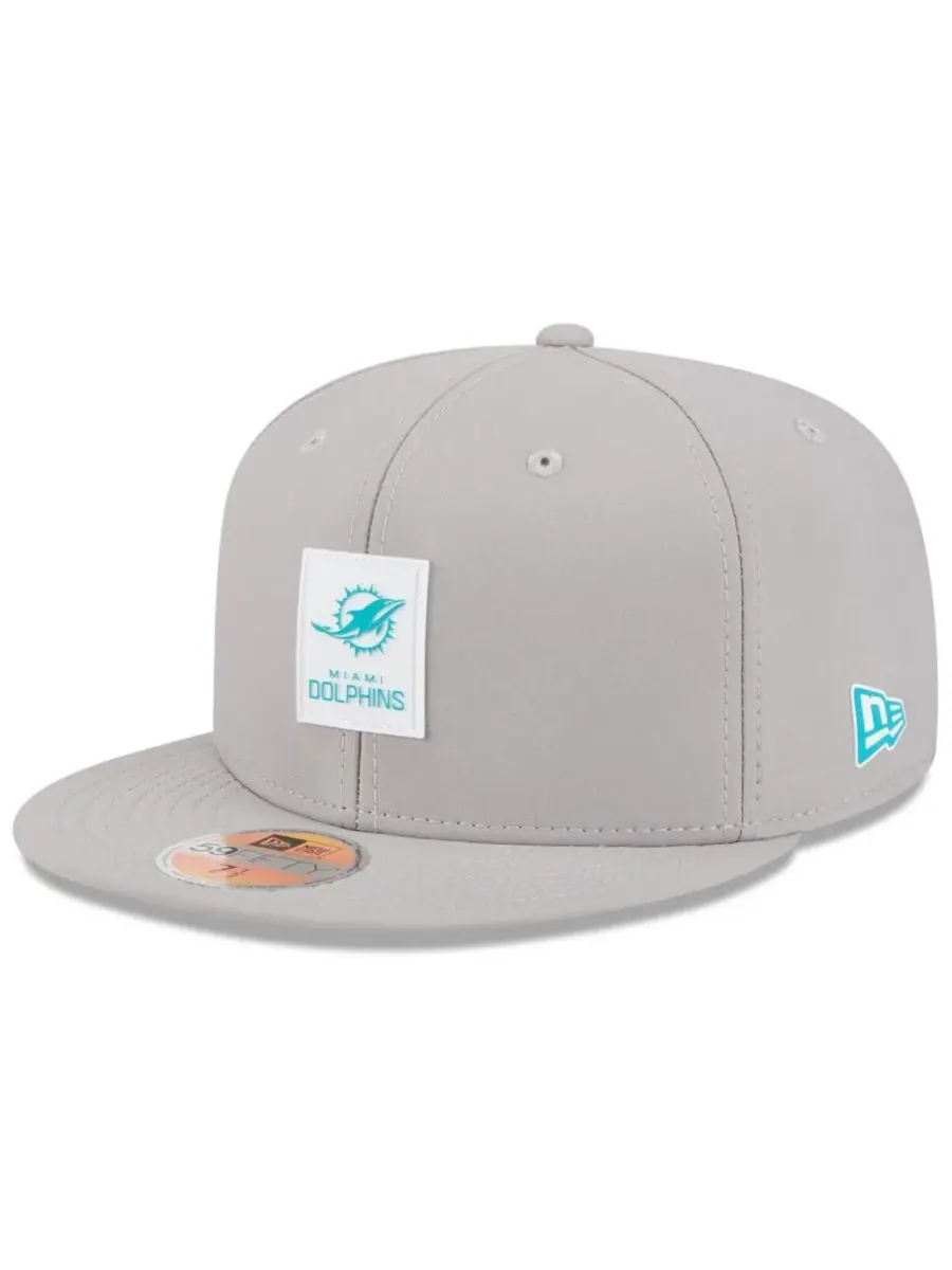 New Era Мужская серая бейсболка Miami Dolphins 2025 Sideline 59FIFTY — изображение 1 из 5, серый