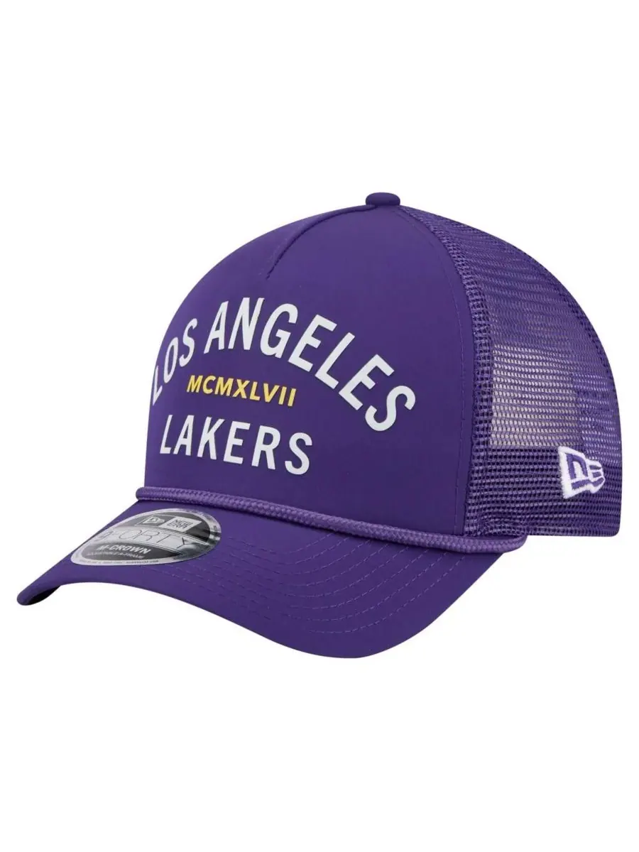 New Era Мужская фиолетовая минималистичная кепка-тракер Los Angeles Lakers A-Frame 9FORTY — изображение 1 из 4, фиолетовый