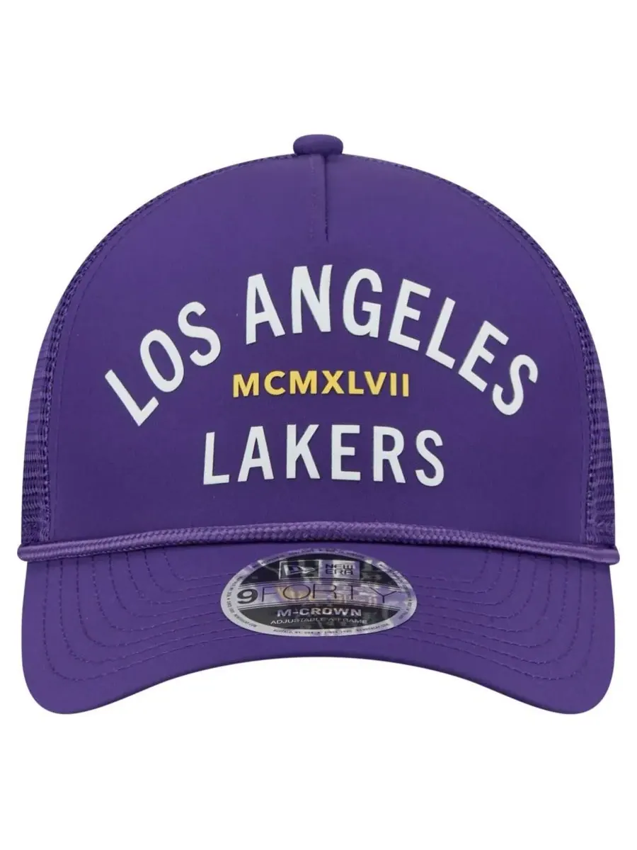 New Era Мужская фиолетовая минималистичная кепка-тракер Los Angeles Lakers A-Frame 9FORTY — изображение 2 из 4, фиолетовый