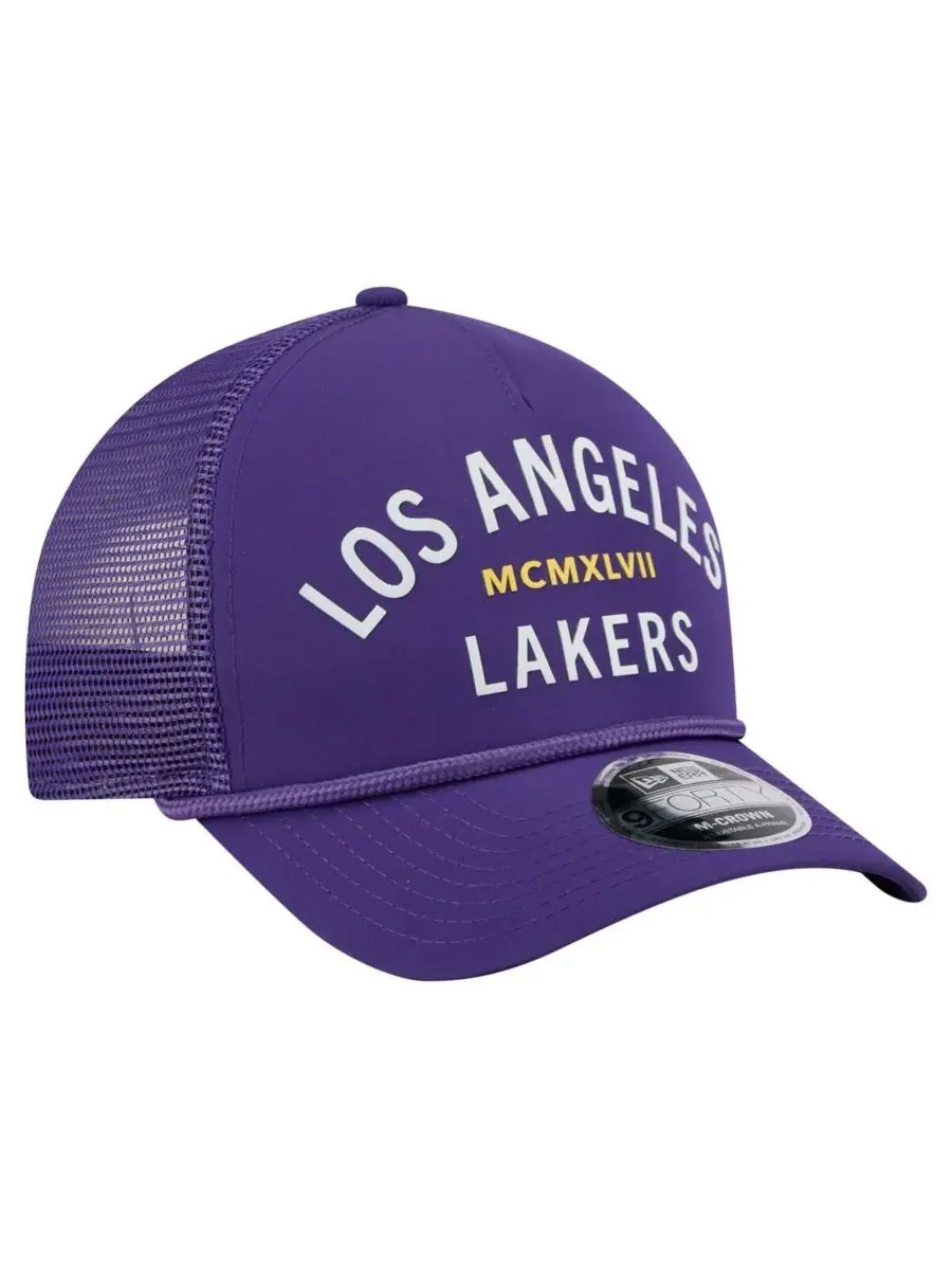 New Era Мужская фиолетовая минималистичная кепка-тракер Los Angeles Lakers A-Frame 9FORTY — изображение 3 из 4, фиолетовый