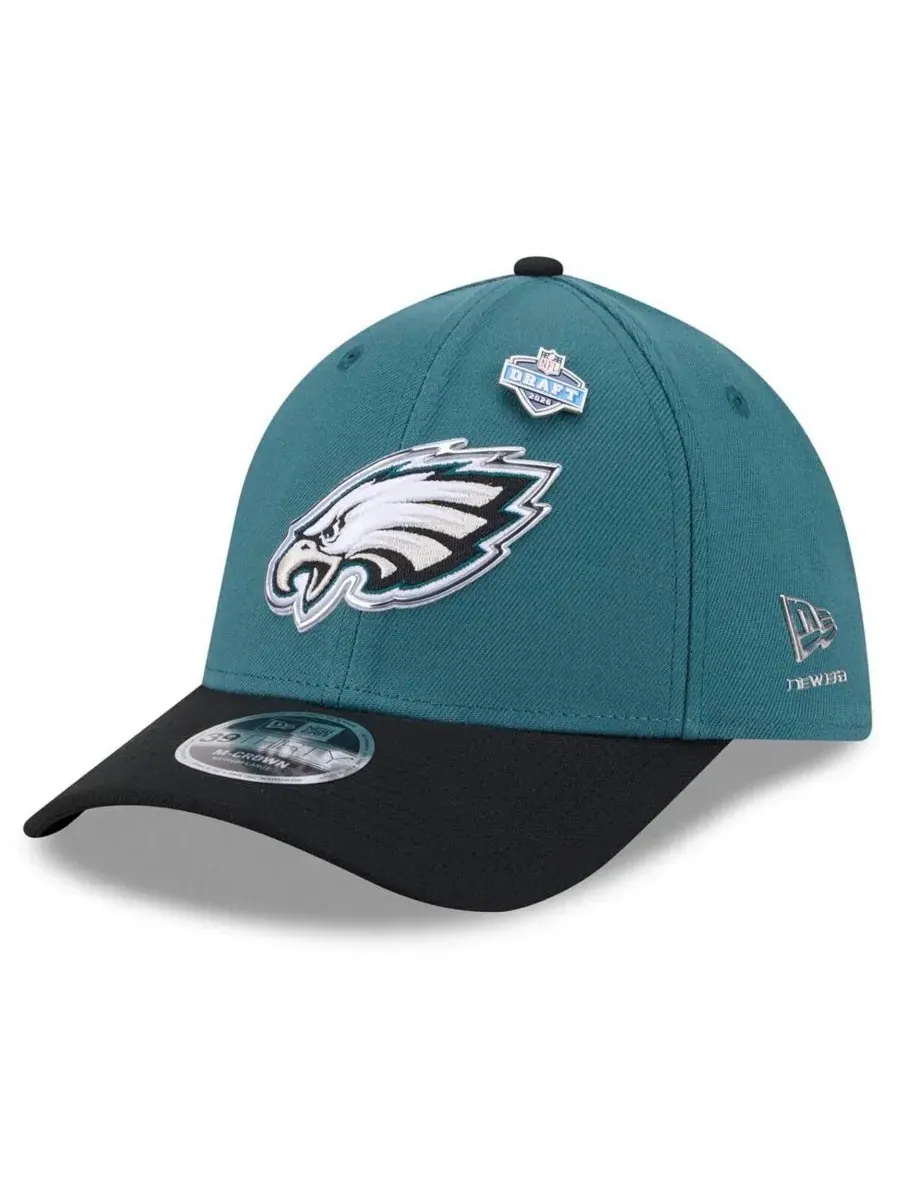 Кепка с вышитым логотипом Philadelphia Eagles, модель 39THIRTY M-Crown Flex Hat New Era — изображение 1 из 5, зеленый черный