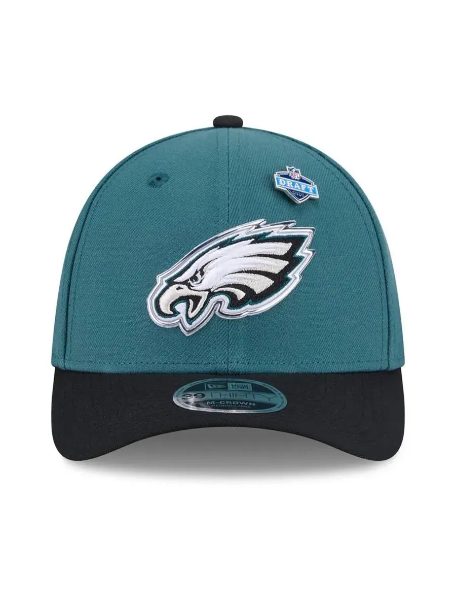 Кепка с вышитым логотипом Philadelphia Eagles, модель 39THIRTY M-Crown Flex Hat New Era — изображение 2 из 5, зеленый черный