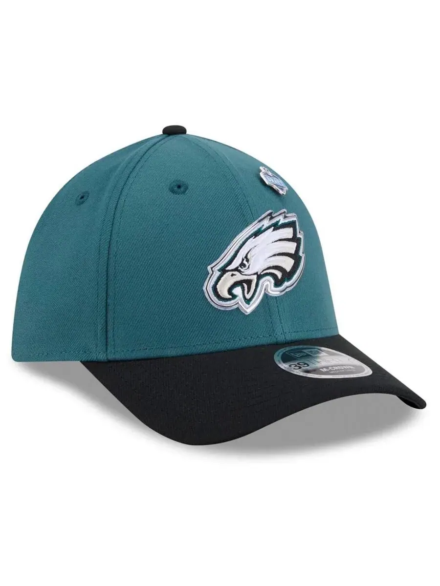 Кепка с вышитым логотипом Philadelphia Eagles, модель 39THIRTY M-Crown Flex Hat New Era — изображение 3 из 5, зеленый черный