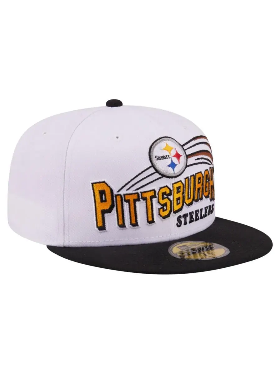 Кепка с вышивкой Pittsburgh Steelers Retro Swoop New Era — изображение 1 из 7, белый черный