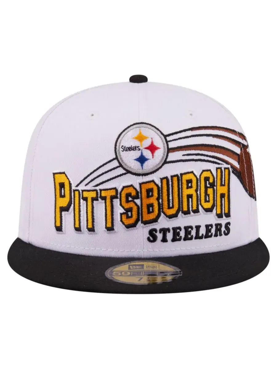 Кепка с вышивкой Pittsburgh Steelers Retro Swoop New Era — изображение 2 из 7, белый черный