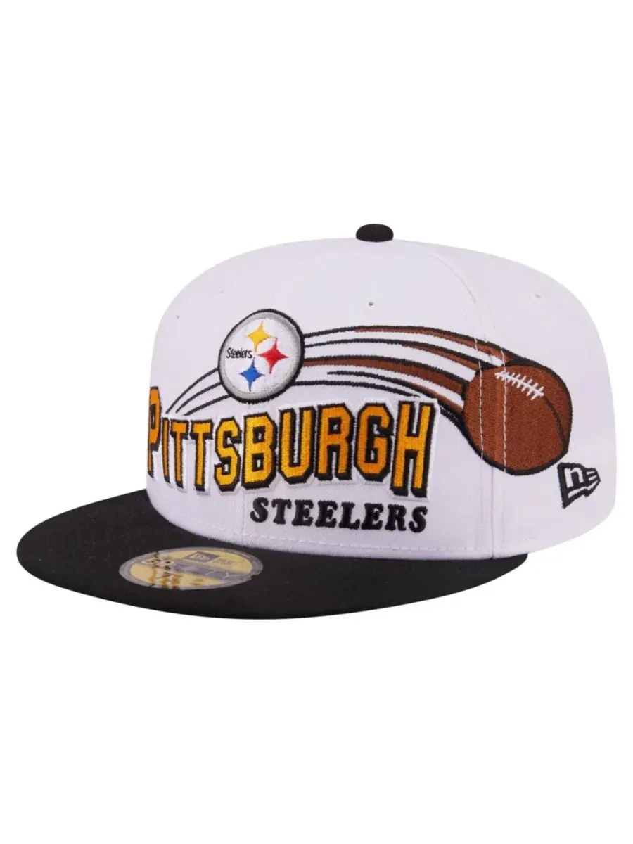 Кепка с вышивкой Pittsburgh Steelers Retro Swoop New Era — изображение 3 из 7, белый черный