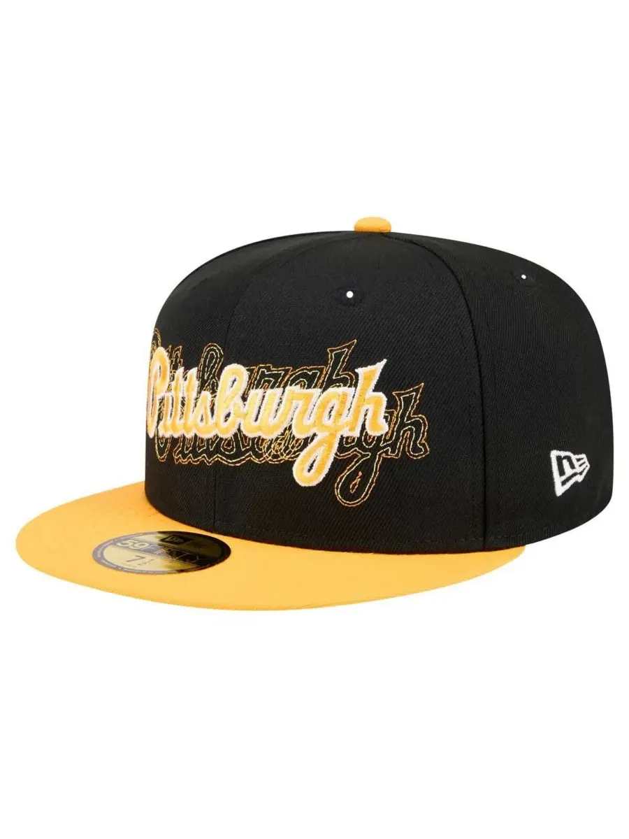 New Era Мужская черная бейсболка Pittsburgh Pirates Shadow Stitch 59FIFTY — изображение 1 из 4, черный