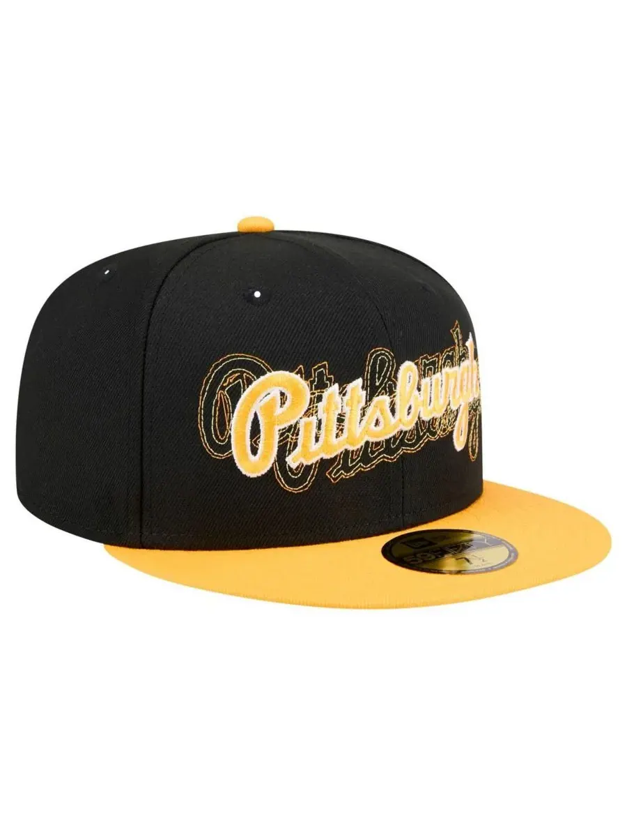New Era Мужская черная бейсболка Pittsburgh Pirates Shadow Stitch 59FIFTY — изображение 3 из 4, черный