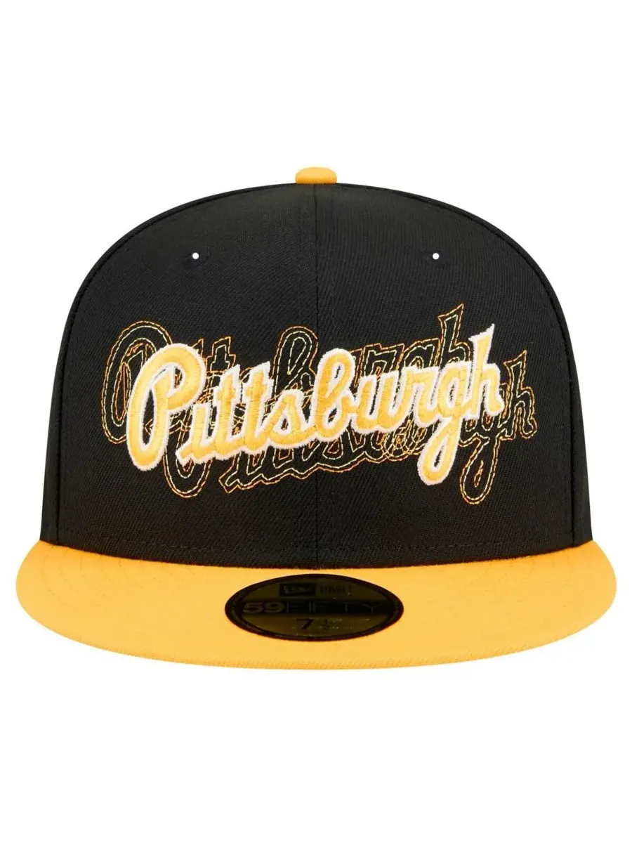 New Era Мужская черная бейсболка Pittsburgh Pirates Shadow Stitch 59FIFTY — изображение 4 из 4, черный