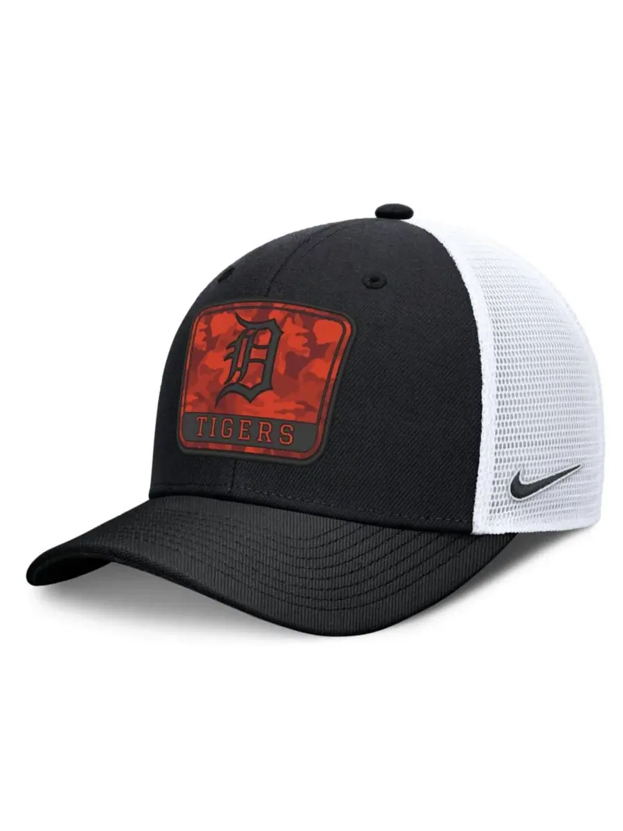 Кепка-тракер Nike Camo Rise Dri-FIT с эмблемой Detroit Tigers — изображение 1 из 4, черный белый
