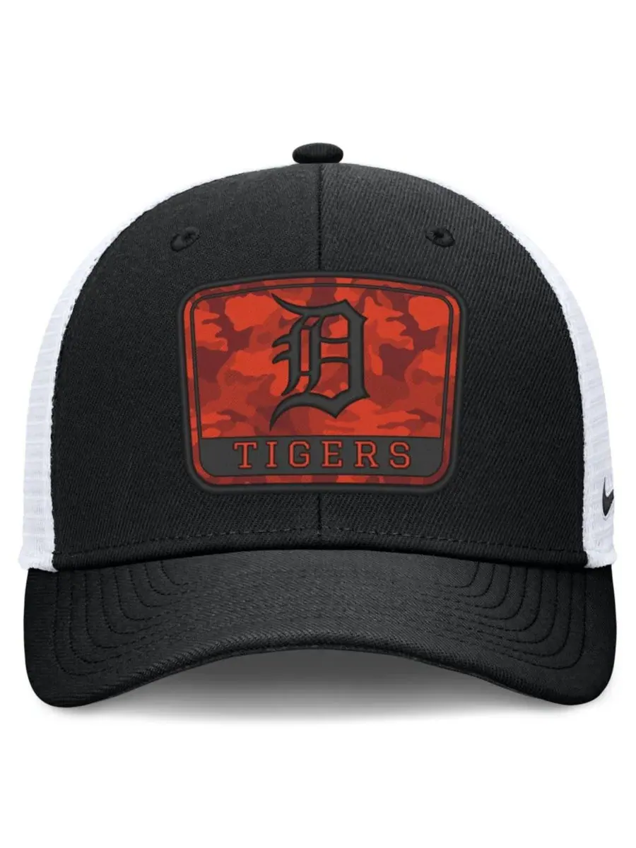 Кепка-тракер Nike Camo Rise Dri-FIT с эмблемой Detroit Tigers — изображение 2 из 4, черный белый