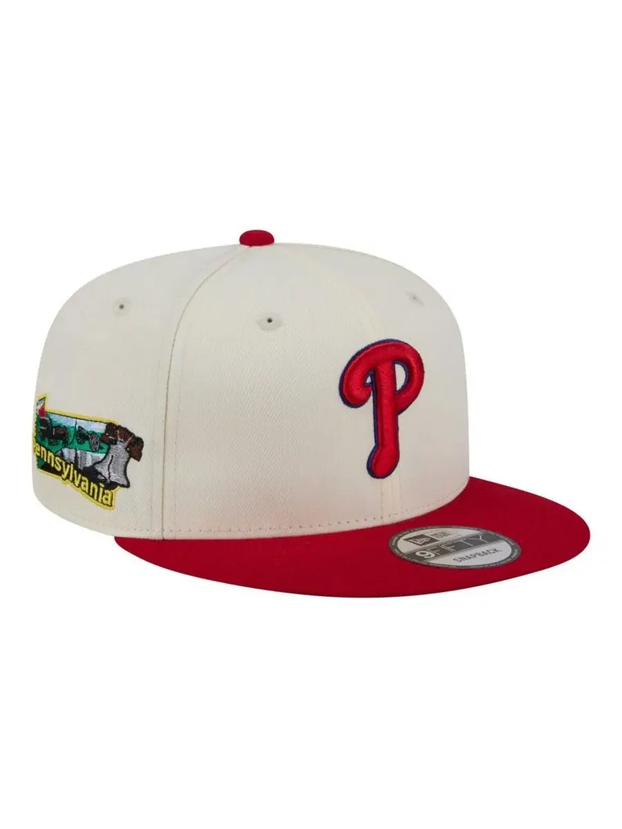 Бейсболка-снэпбек с вышивкой Philadelphia Phillies New Era — изображение 1 из 5, кремовый красный