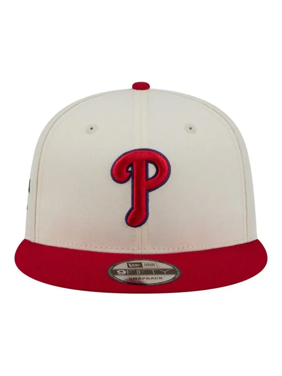 Бейсболка-снэпбек с вышивкой Philadelphia Phillies New Era — изображение 2 из 5, кремовый красный