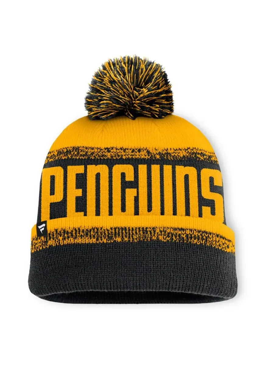 Fanatics Мужская черная/золотая вязаная шапка с помпоном Pittsburgh Penguins Fundamentals Thrive с — изображение 2 из 2