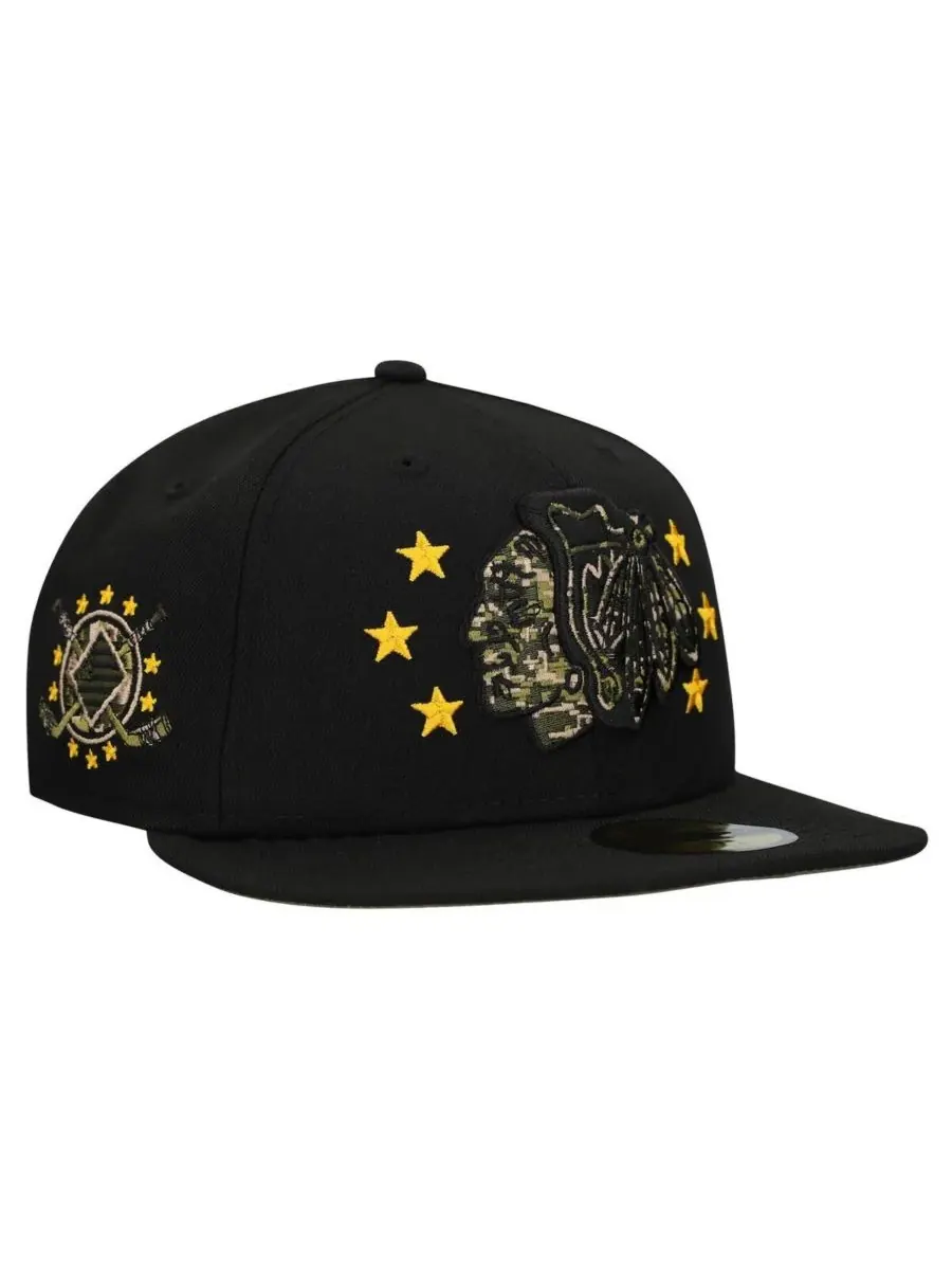 New Era Мужская черная бейсболка Chicago Blackhawks Military Appreciation Digital Camo Stars — изображение 1 из 4, черный