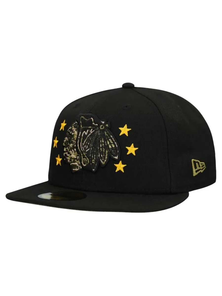 New Era Мужская черная бейсболка Chicago Blackhawks Military Appreciation Digital Camo Stars — изображение 2 из 4, черный