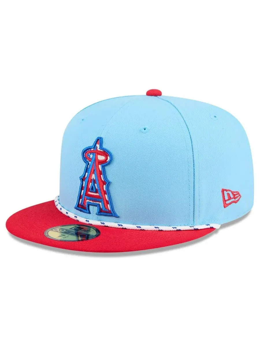 New Era Мужская светло-голубая/красная бейсболка Los Angeles Angels 2025 Fourth of July 59FIFTY — изображение 1 из 4
