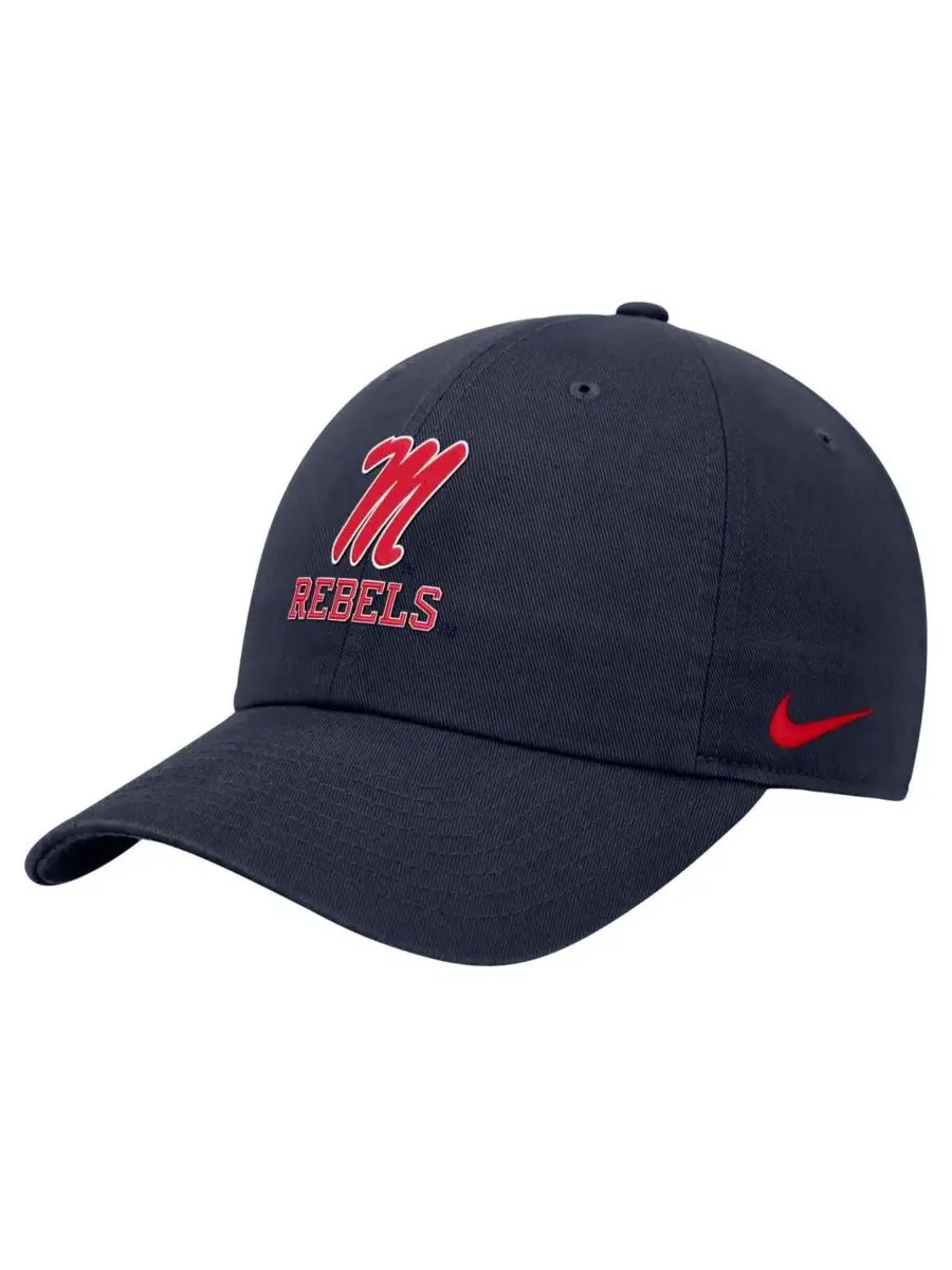 Nike Мужская темно-синяя регулируемая кепка Ole Miss Rebels Club — изображение 1 из 2, темно-синий