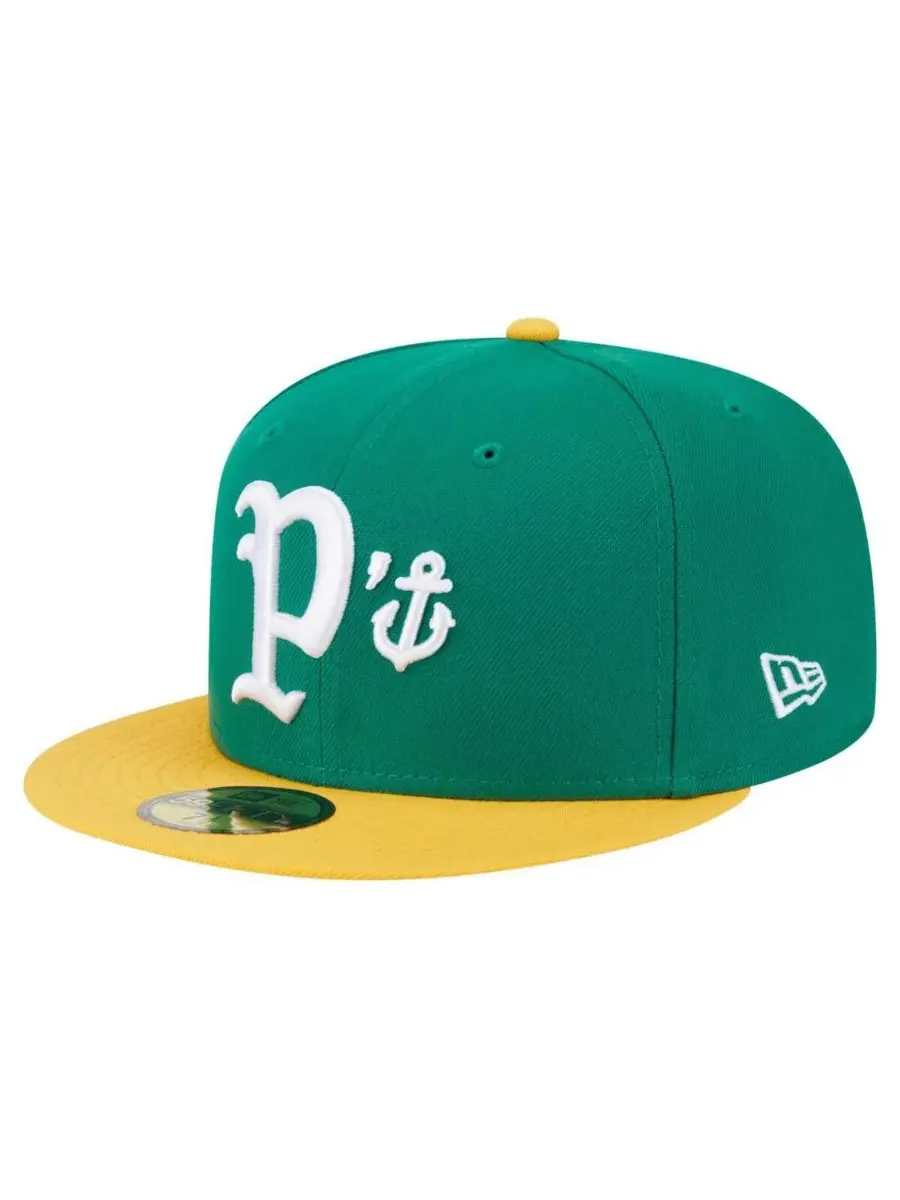 New Era Мужская кепка Stockton Ports Authentic Collection 59FIFTY зеленого/желтого цвета — изображение 1 из 4, зеленый желтый