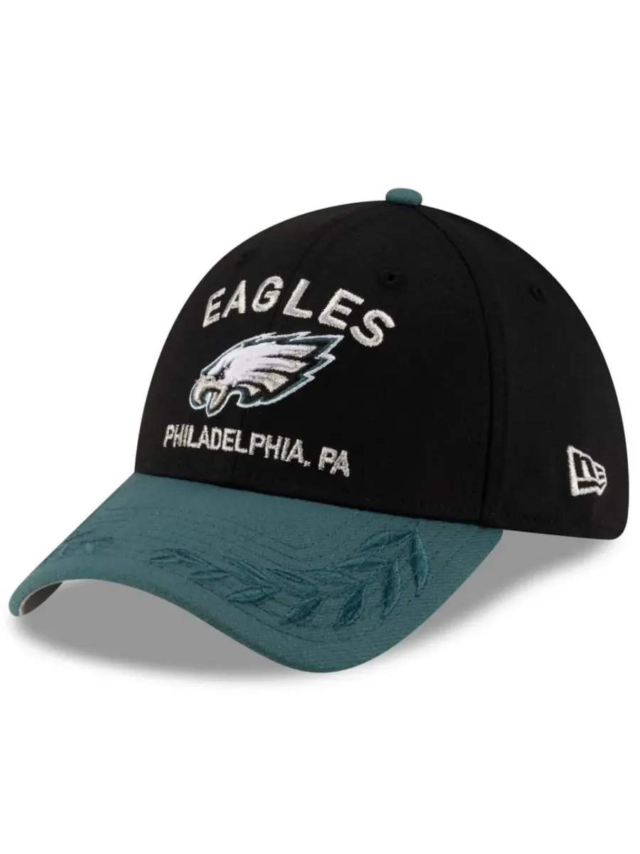 New Era Мужская кепка Philadelphia Eagles 39THIRTY Flex, черно-зеленая, с символикой драфта НФЛ — изображение 1 из 5