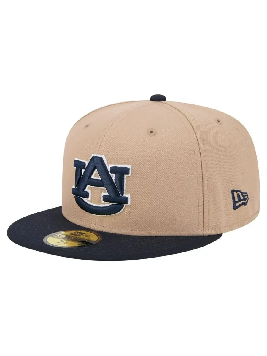 New Era Мужская кепка 59FIFTY цвета хаки с двухцветной отделкой под команду Auburn Tigers — изображение 1 из 5