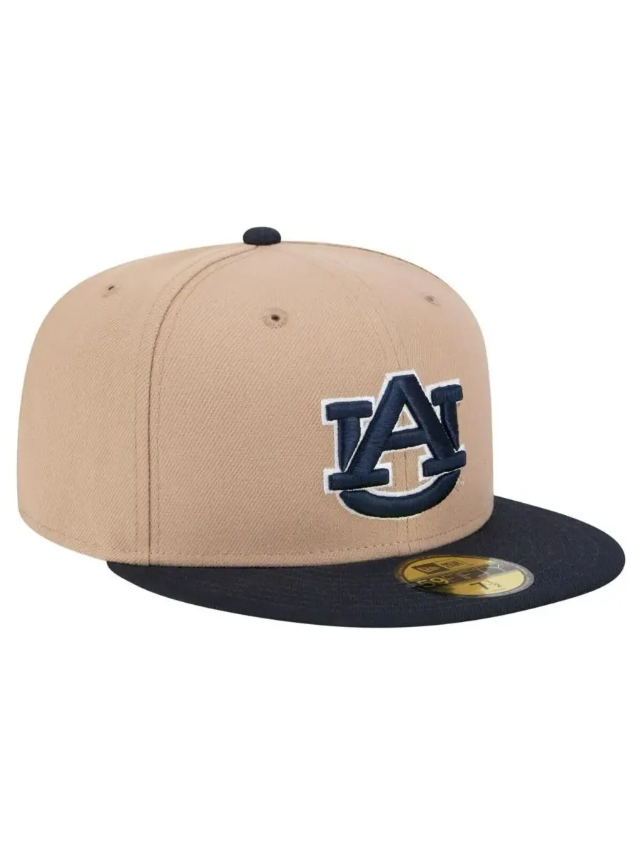 New Era Мужская кепка 59FIFTY цвета хаки с двухцветной отделкой под команду Auburn Tigers — изображение 3 из 5