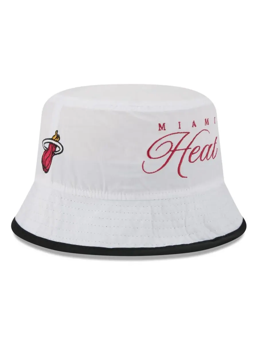 New Era Мужская нейлоновая панама белого/черного цвета с символикой команды Miami Heat на драфте — изображение 1 из 4