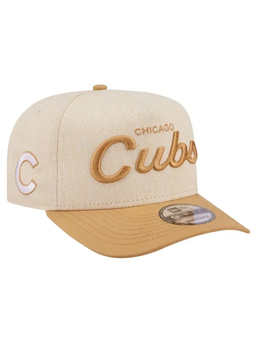 Кепка-снэпбек с вышивкой Chicago Cubs Herringbone 9FIFTY A-Frame New Era — изображение 1 из 5, бежевый