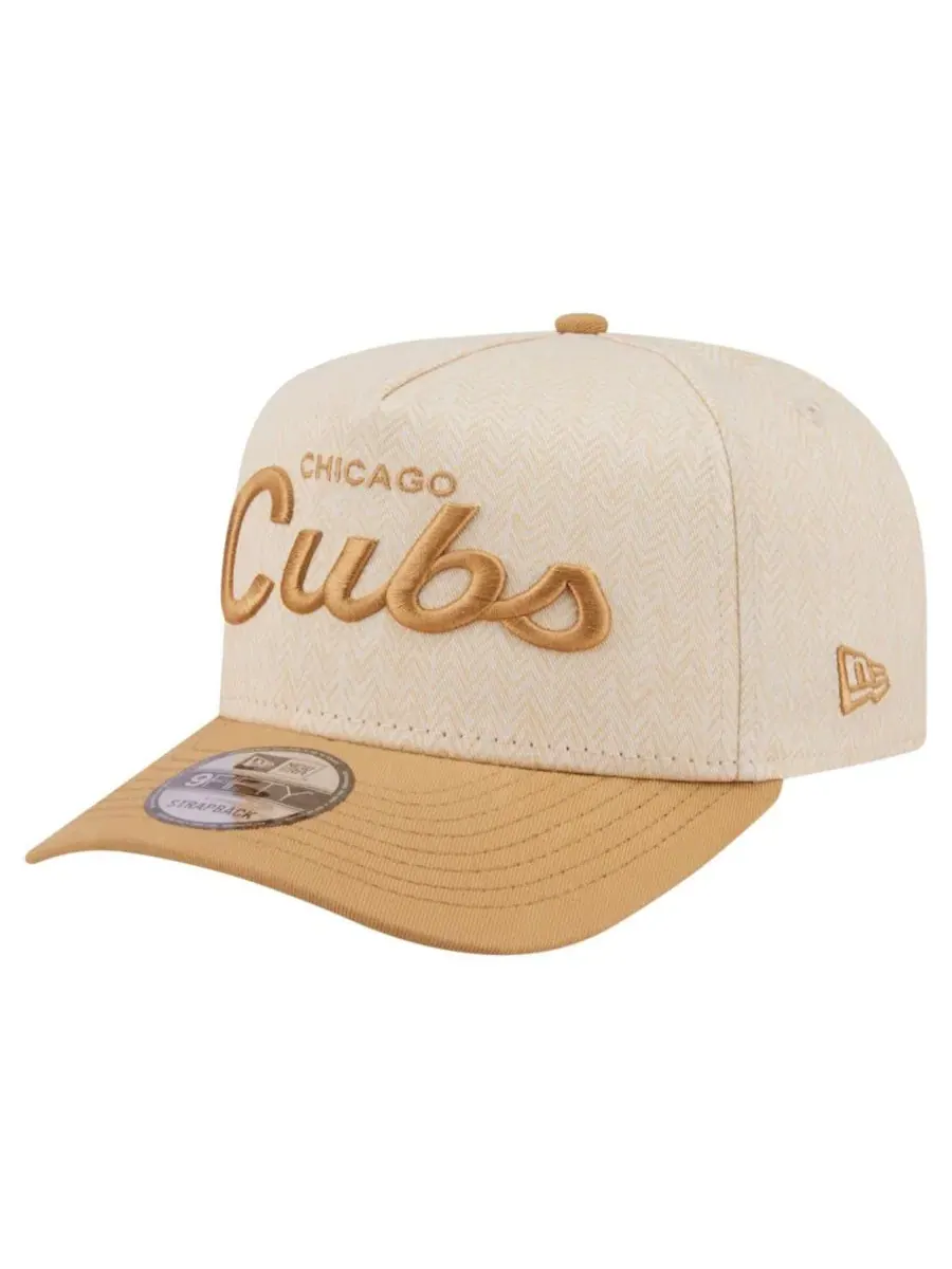 Кепка-снэпбек с вышивкой Chicago Cubs Herringbone 9FIFTY A-Frame New Era — изображение 4 из 5, бежевый