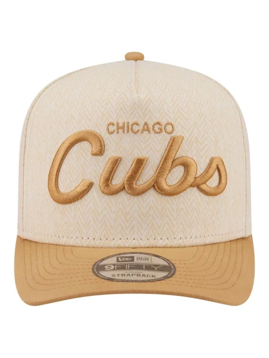 Кепка-снэпбек с вышивкой Chicago Cubs Herringbone 9FIFTY A-Frame New Era — изображение 5 из 5, бежевый