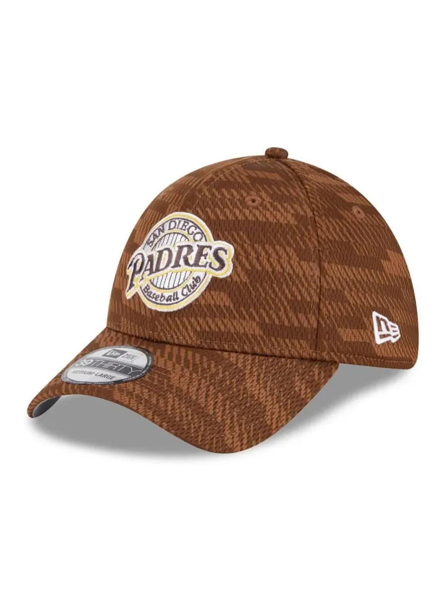 New Era Мужская коричневая бейсболка San Diego Padres 2025 MLB Clubhouse 39THIRTY Flex Hat — изображение 1 из 5, коричневый