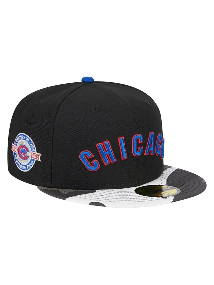 New Era Мужская черная бейсболка Chicago Cubs с металлическим камуфляжным рисунком 59FIFTY — изображение 1 из 5, черный