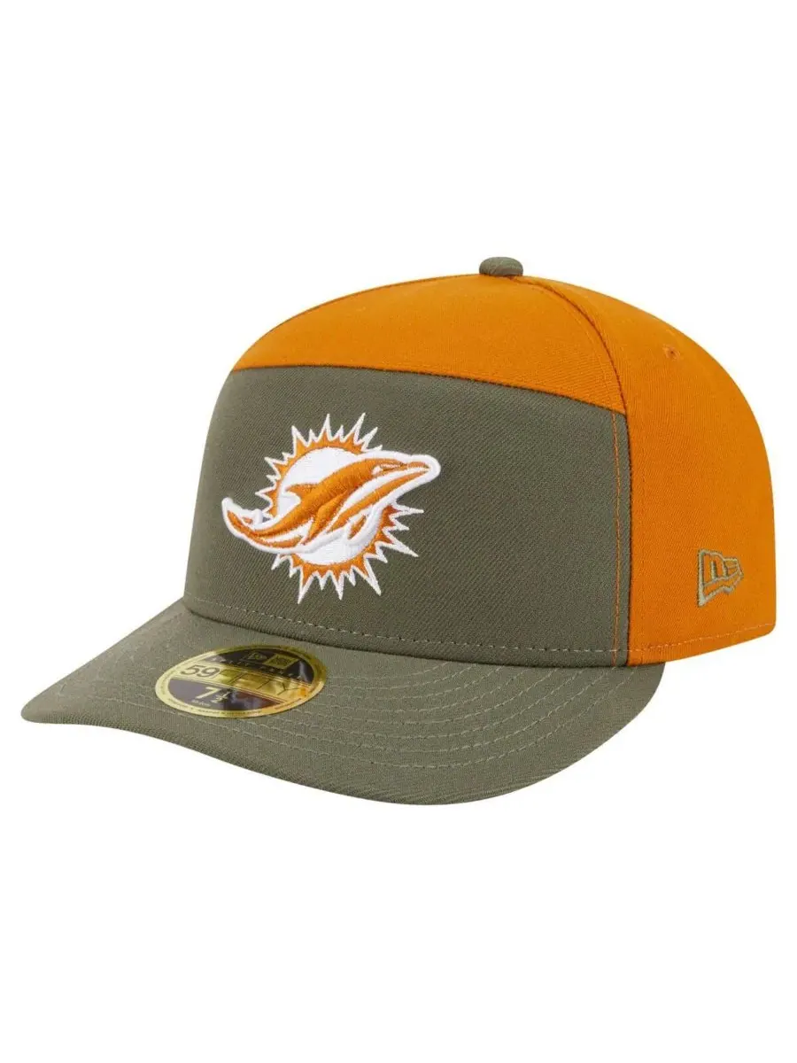 New Era Мужская кепка Miami Dolphins Two-Tone Color Pack Split Panel 59FIFTY оливково-коричневого — изображение 1 из 4