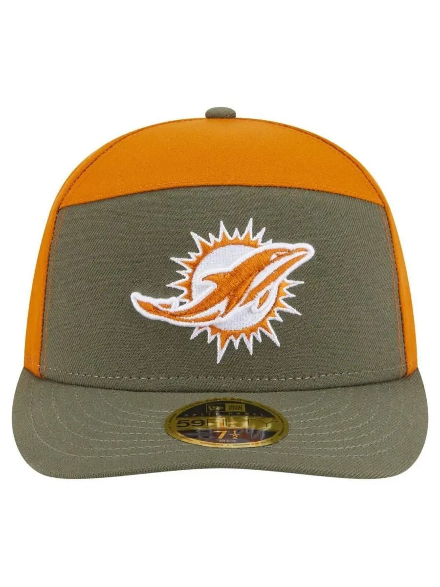 New Era Мужская кепка Miami Dolphins Two-Tone Color Pack Split Panel 59FIFTY оливково-коричневого — изображение 2 из 4
