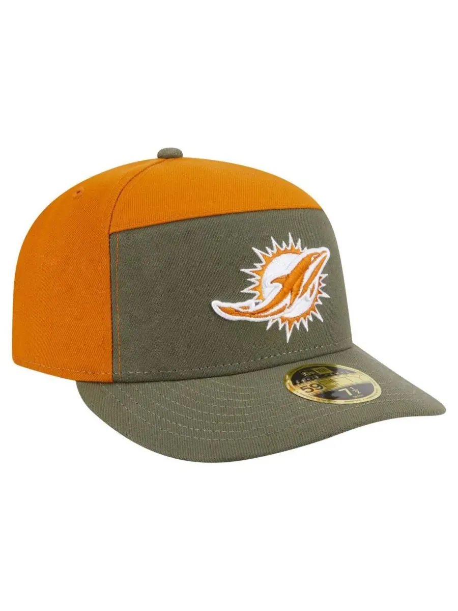 New Era Мужская кепка Miami Dolphins Two-Tone Color Pack Split Panel 59FIFTY оливково-коричневого — изображение 4 из 4