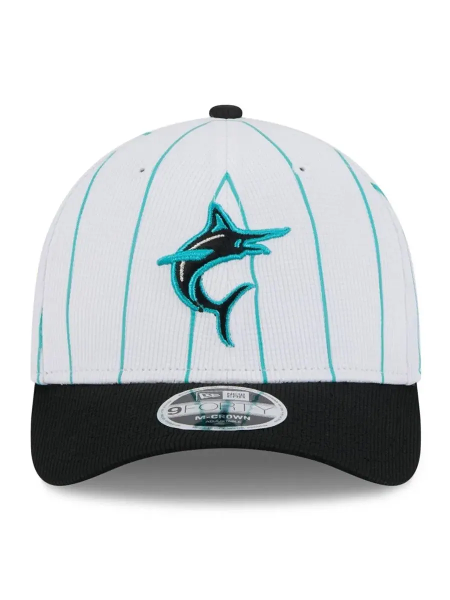 Бейсболка New Era 2025 Batting Practice 9FORTY M-Crown — изображение 2 из 5, белый черный